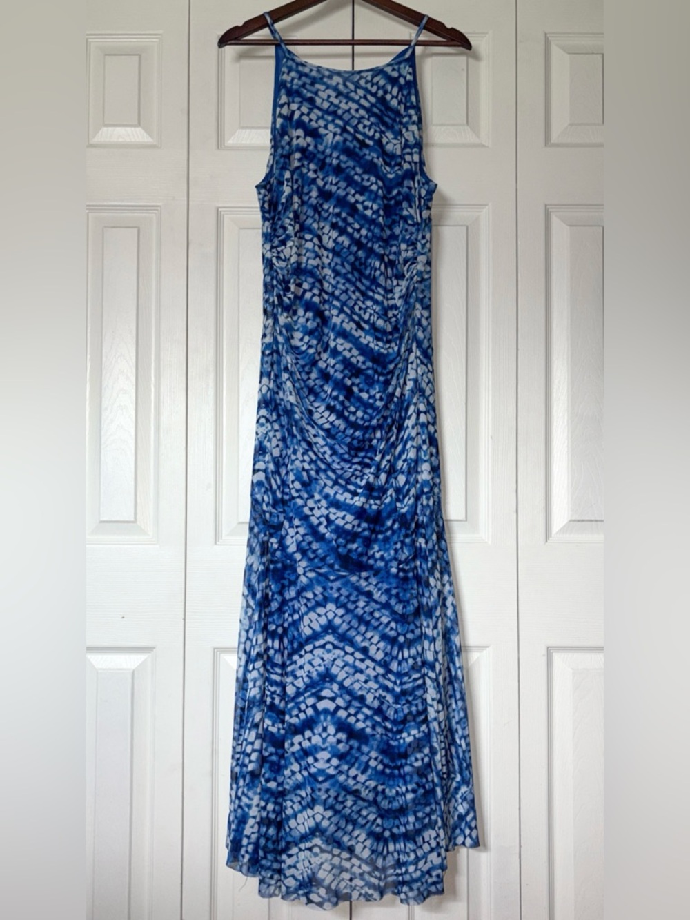 Nine West Blue Patterned Maxi Dress Size 16 Summer Vacation / Wedding Attire